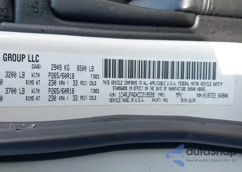 2012 Jeep Grand Cherokee Laredo из США, поврежденный, VIN 1C4RJFAGXCC219599